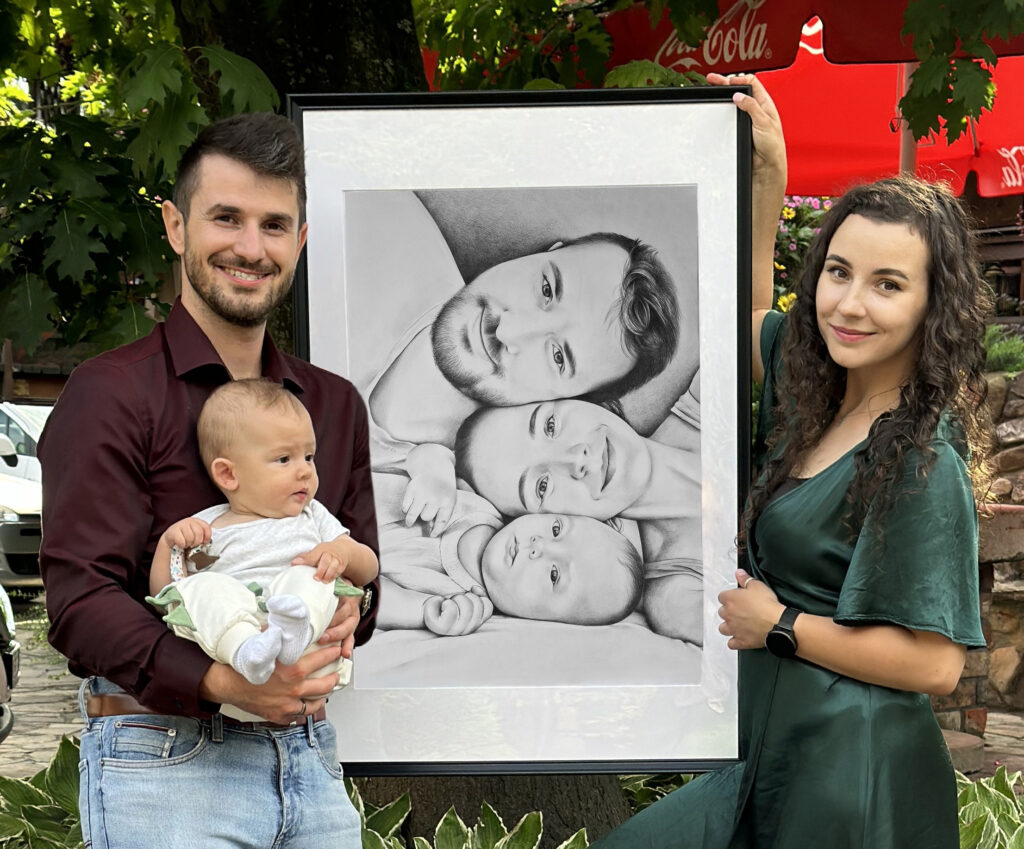 Portret rodzinny świetny prezent na chrzest